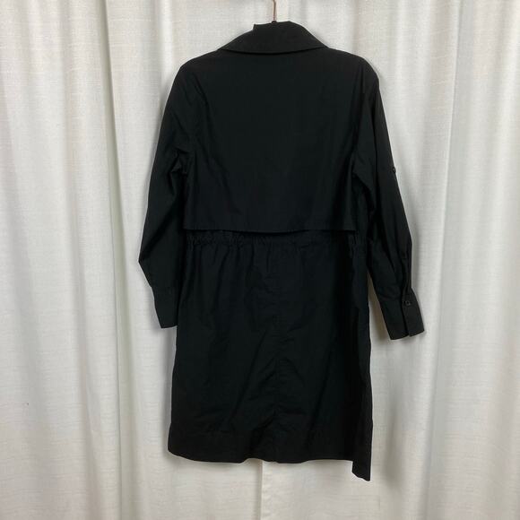 Banana Republic Black Cotton Trench Back Shirt Dress Sz.M - Picture 10 of 14